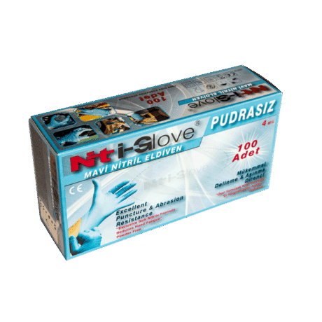4 Mil Mavi Nitril Eldivenler