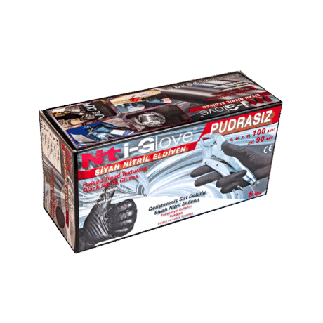 6 Mil Siyah Nitril Eldivenler