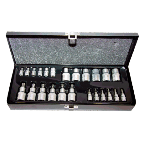 25Prç. 1/4"ve1/2"CR-V Torx ve E Tipi Torx Lokma Seti