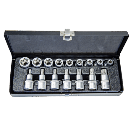 16 Parça 1/2" CR-V Torx ve E Tipi Torx Lokma Seti